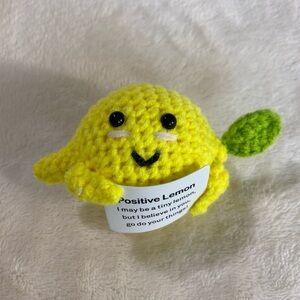 Positive Energy Lemon Pocket Hug Mini Handmade Crochet Plush Encouragement Gift